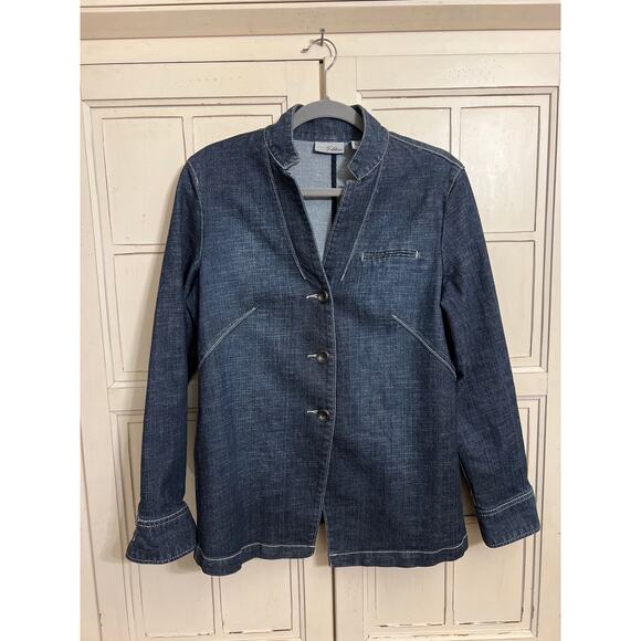 Chico’s Platinum size 1 medium denim blazer jacket - Picture 1 of 3